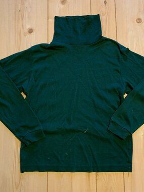 Vintage 90s  Mobility Green Turtleneck Retro Long Sleeve Women's Shirt Cute S